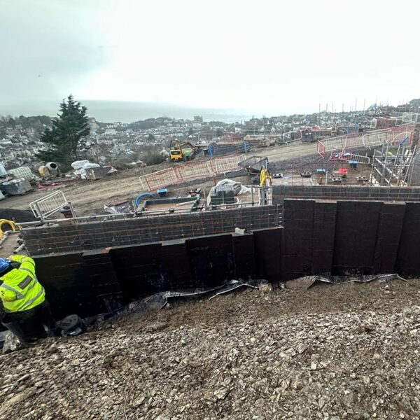 Type A. 109LM to the back of the blockwork retaining wall on a site in Ilfracombe.