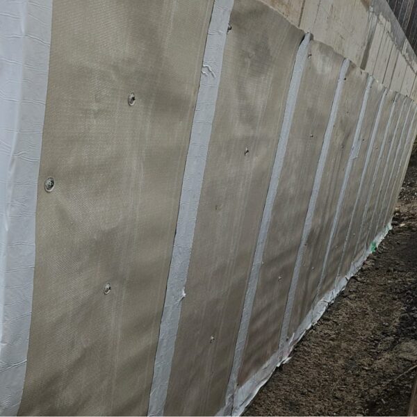 Type A & Ground Gas. A close-up view of Bentofix 5300 to a reinforced concrete wall on a s