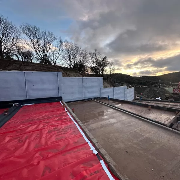 Ground Gas. Radon Barriers installed to a site in Ilfracombe.