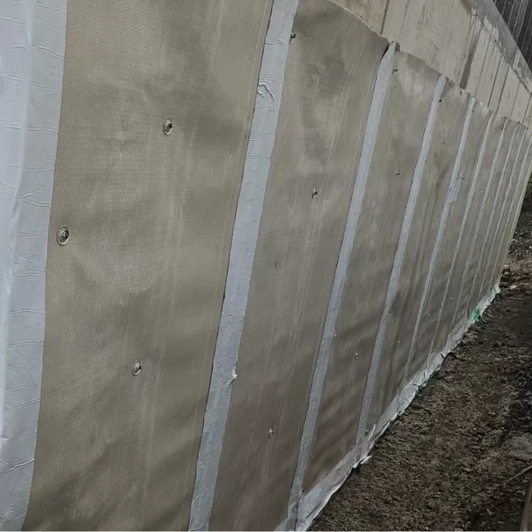 Type A & Ground Gas. A close-up view of Bentofix 5300 to a reinforced concrete wall on a s